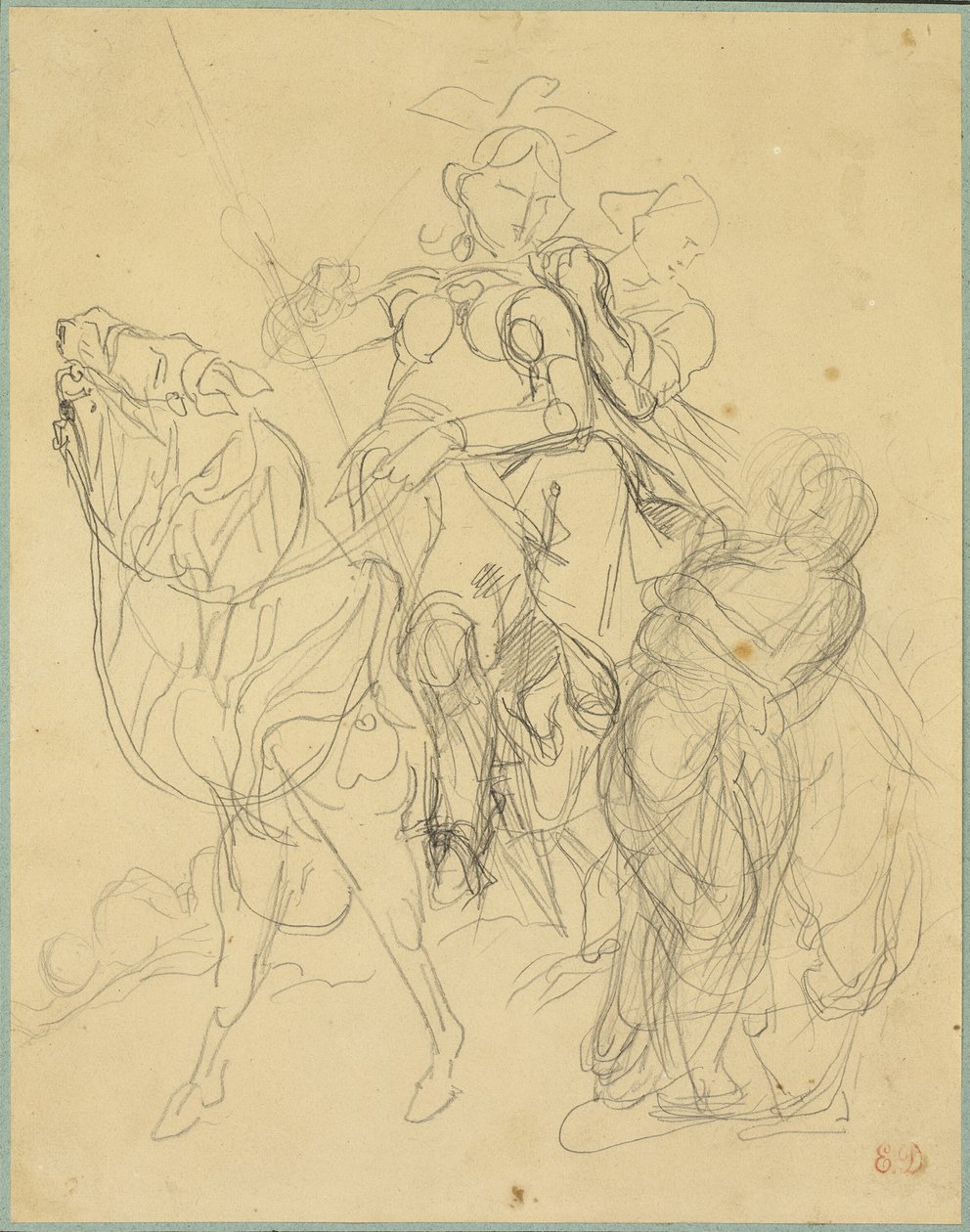 Studium dla Marphise i Mistress of Pinabel autorstwa Eugène Delacroix