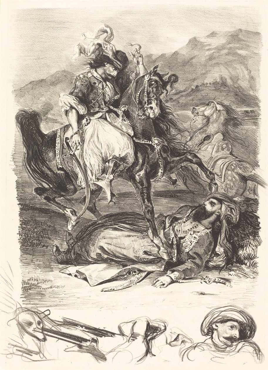 Bitwa pod Giaour i Pasza (Combat du Giaour et du Pacha) autorstwa Eugène Delacroix