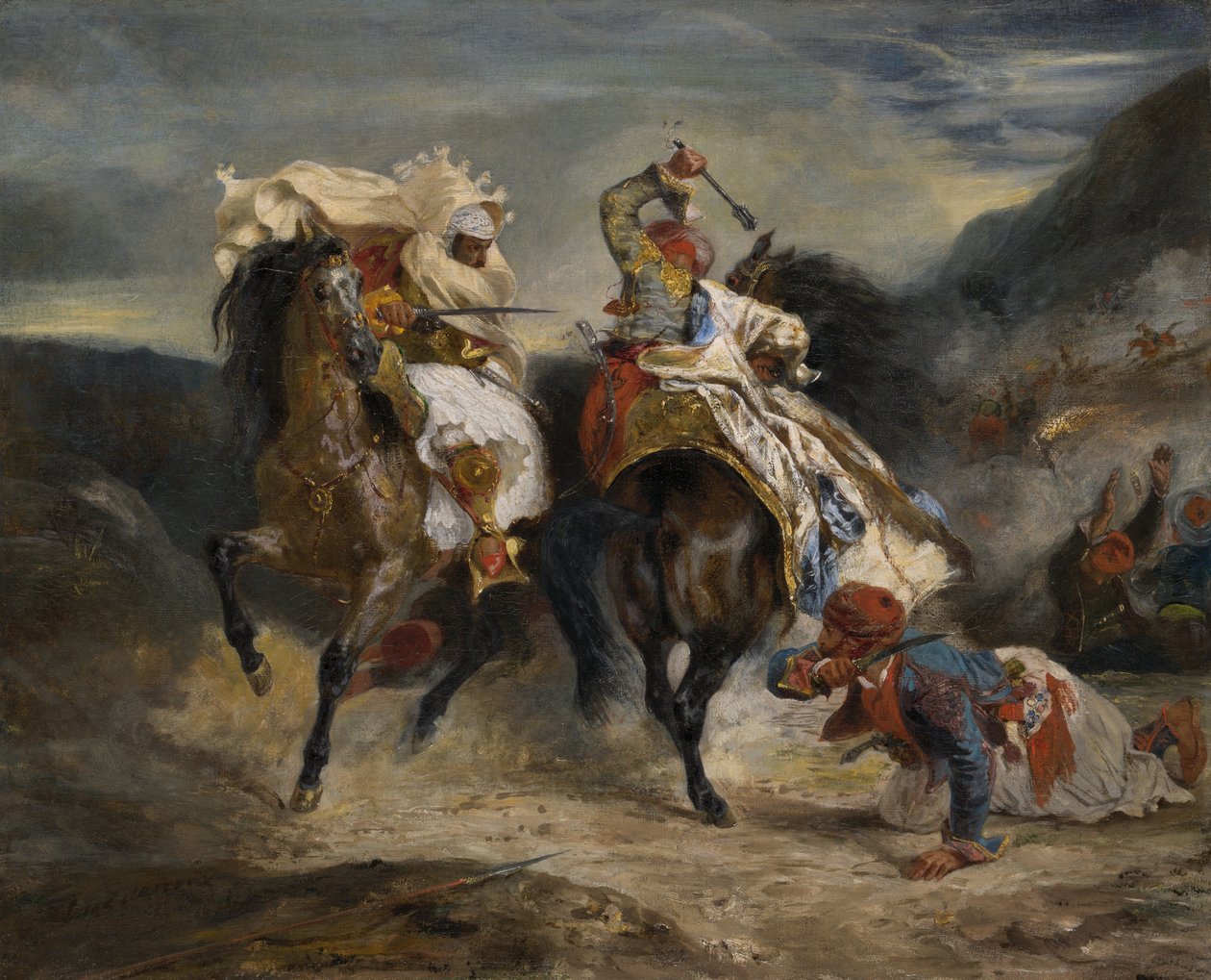 Walka Giaoura i Hassana autorstwa Eugène Delacroix