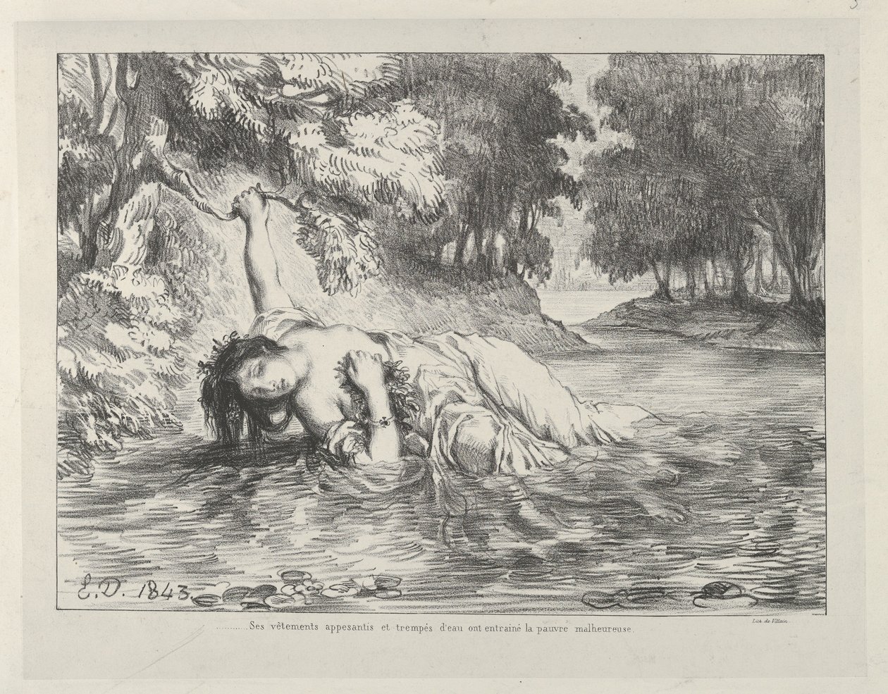 Śmierć Ofelii, 1843., 1843. autorstwa Eugène Delacroix