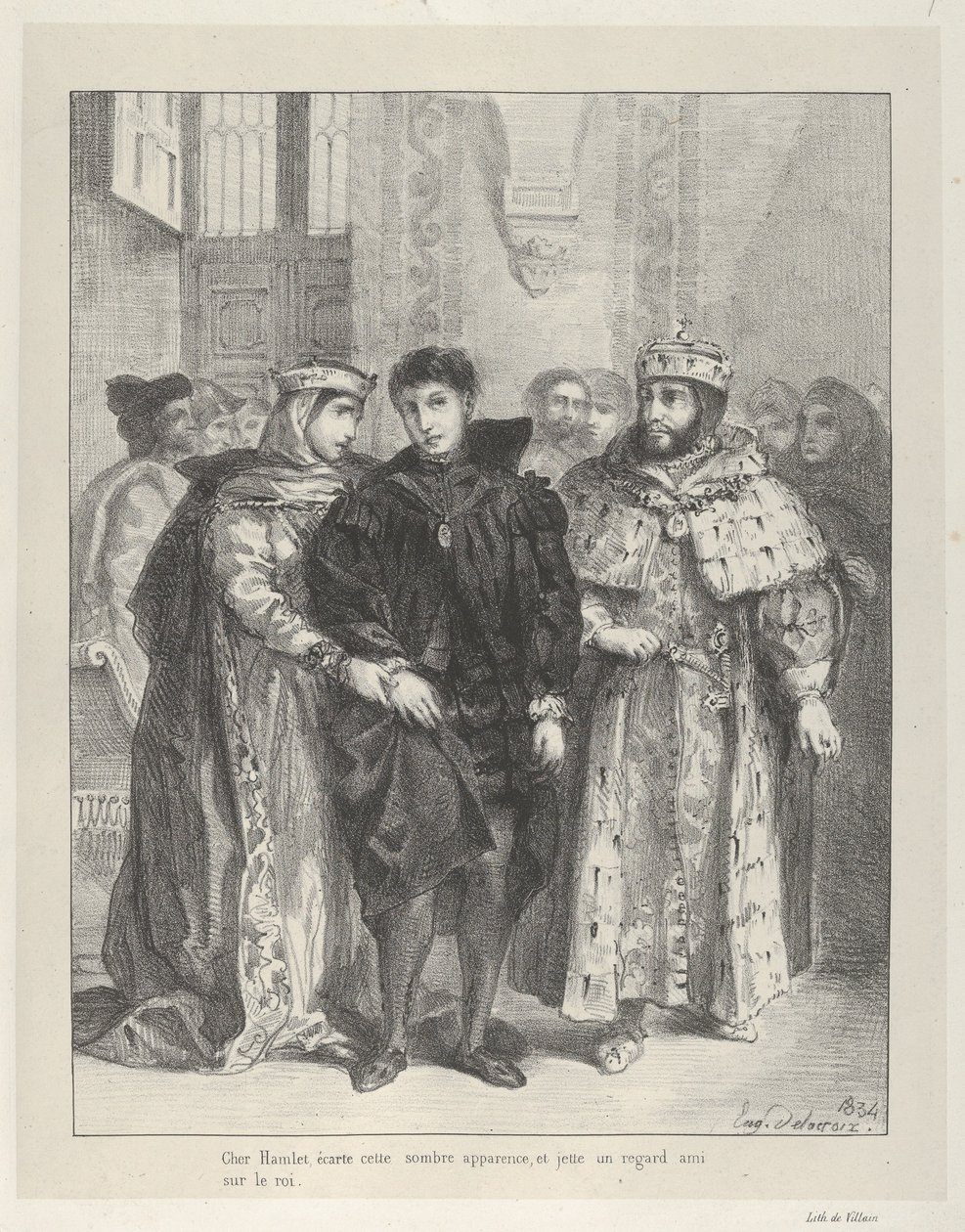 Królowa próbuje pocieszyć Hamleta, 1834., 1834. autorstwa Eugène Delacroix