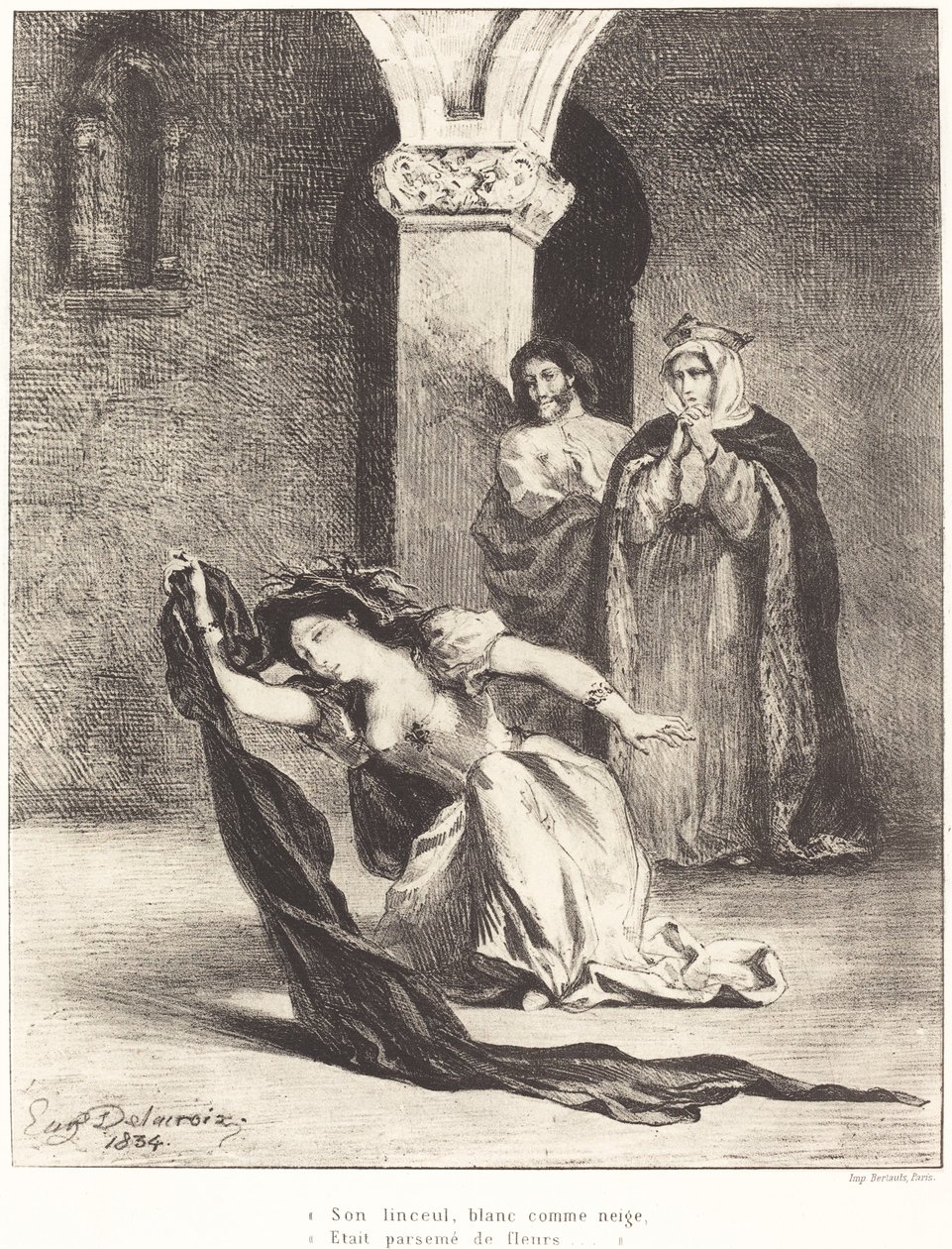 Pieśń Ofelii Akt IV, scena V, 1834. autorstwa Eugène Delacroix