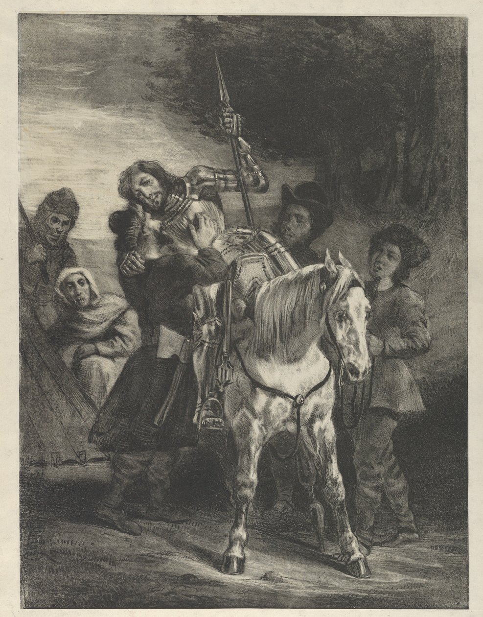 Ranny Goetz uprowadzony przez Cyganów, 1836-43., 1836-43. autorstwa Eugène Delacroix