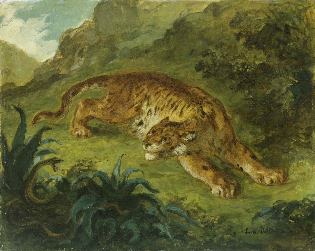 Tygrys i wąż, 1854-1858. autorstwa Eugène Delacroix