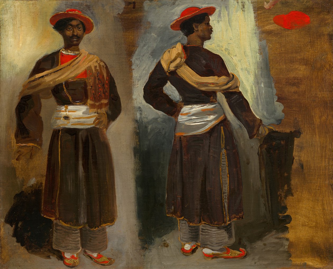 Dwa etiudy stojącego Indianina z Kalkuty autorstwa Eugène Delacroix