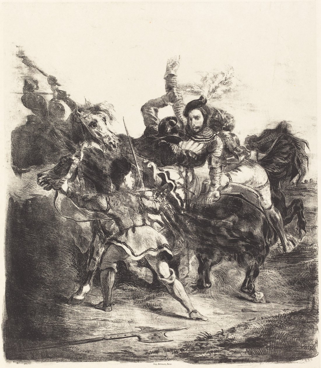 Weislingen zaatakowane przez siły Goetza autorstwa Eugène Delacroix