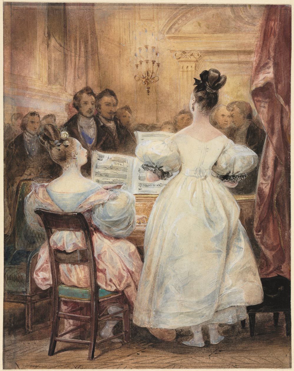 Koncert: Laura Devéria Singing autorstwa Eugène François Marie Joseph Devéria
