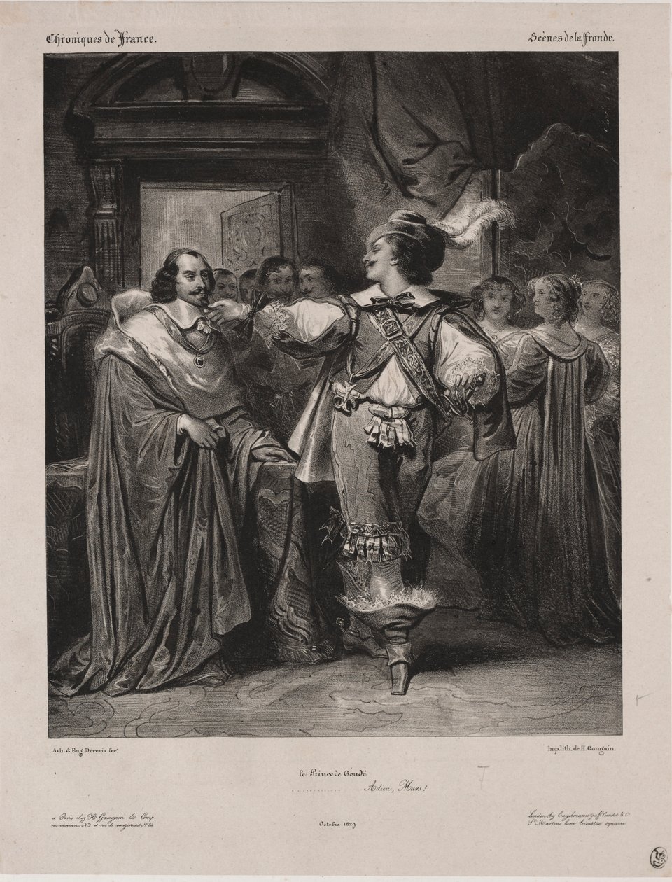 Kroniki Francji: Scena Frondy - Książę Condé, 1829. autorstwa Eugène François Marie Joseph Devéria