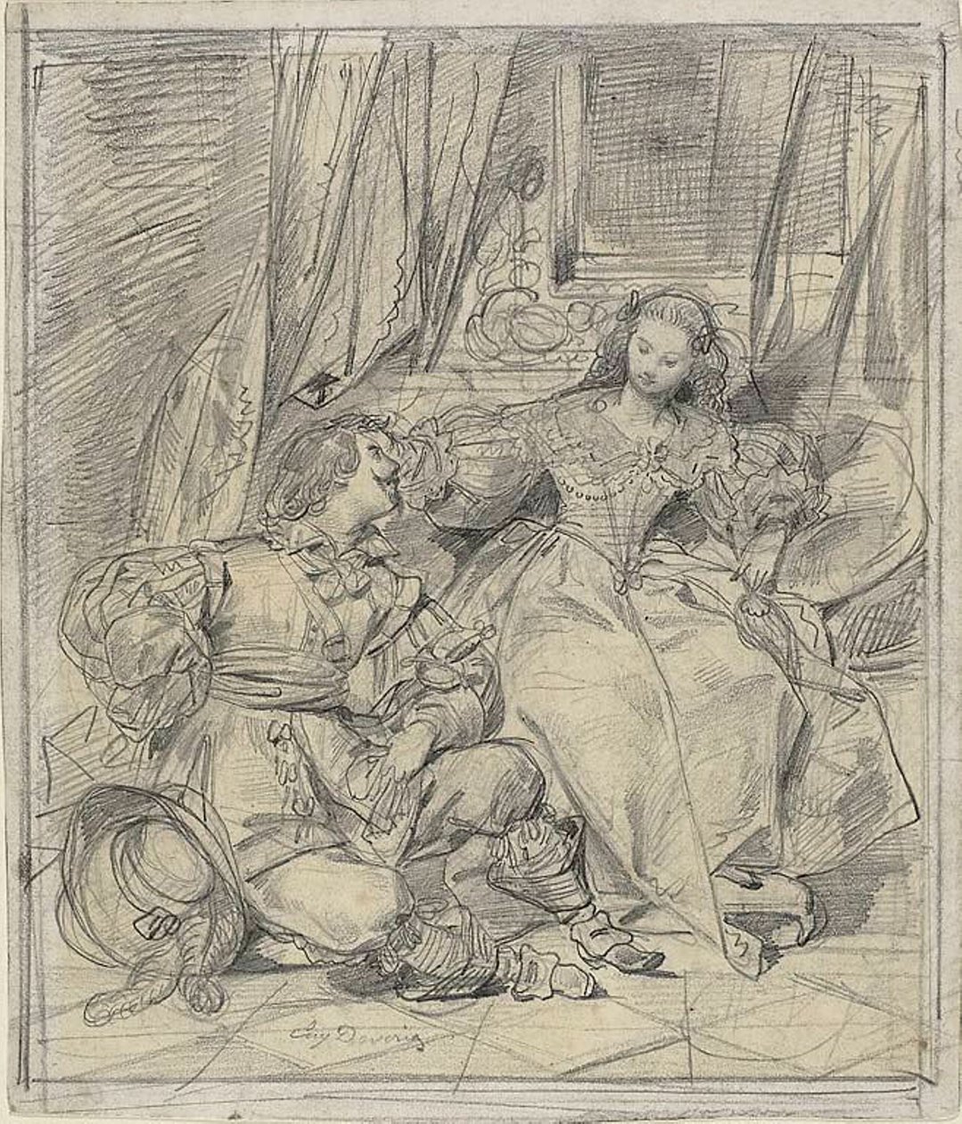 Dama i Kawaler autorstwa Eugène François Marie Joseph Devéria