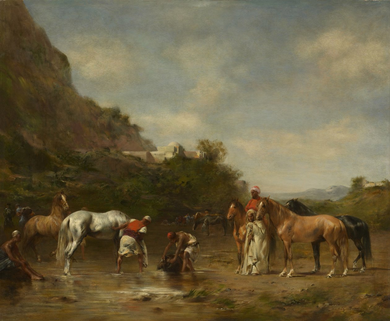 Arabowie podający konie, 1872 autorstwa Eugène Fromentin