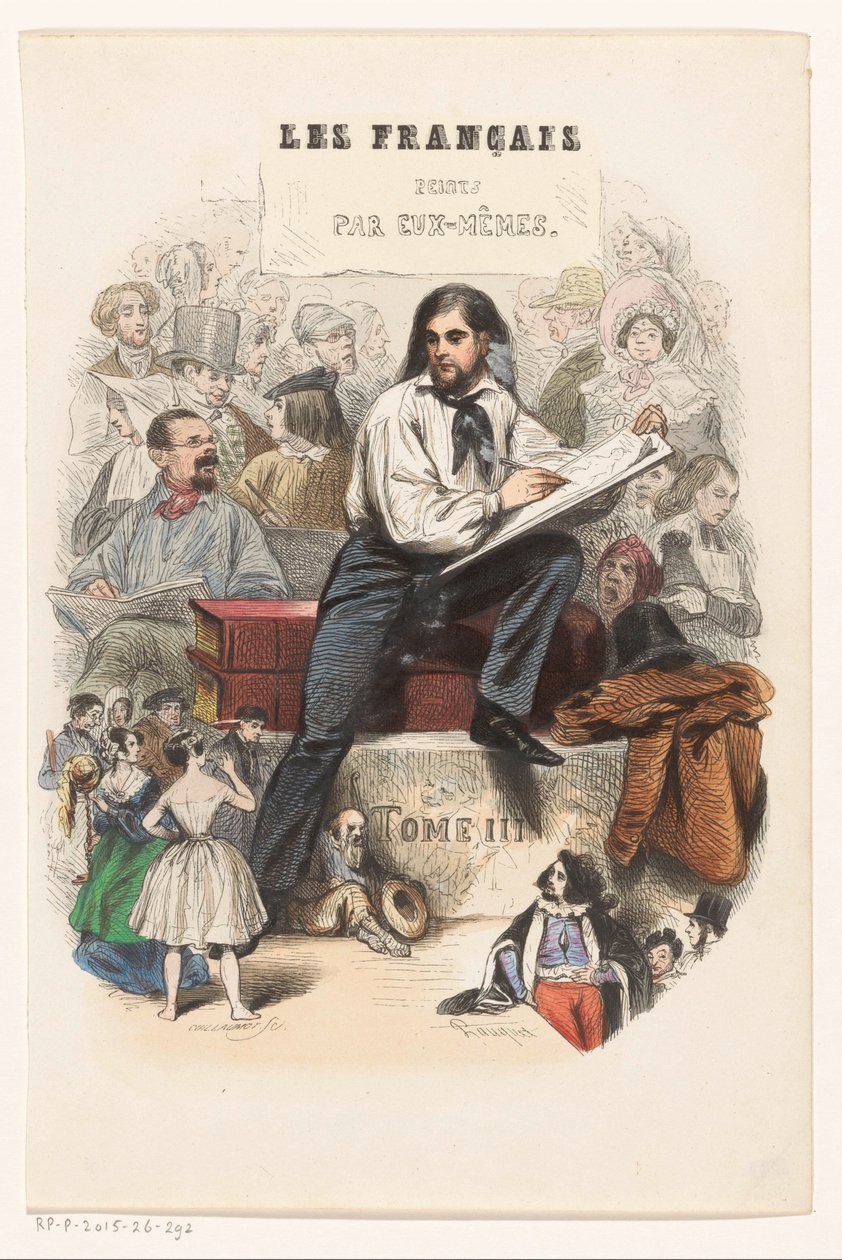 Artysta szkicowania Strona tytułowa dla: Les Français peints par eux-mêmes, 1841 autorstwa Eugène Guillaumot