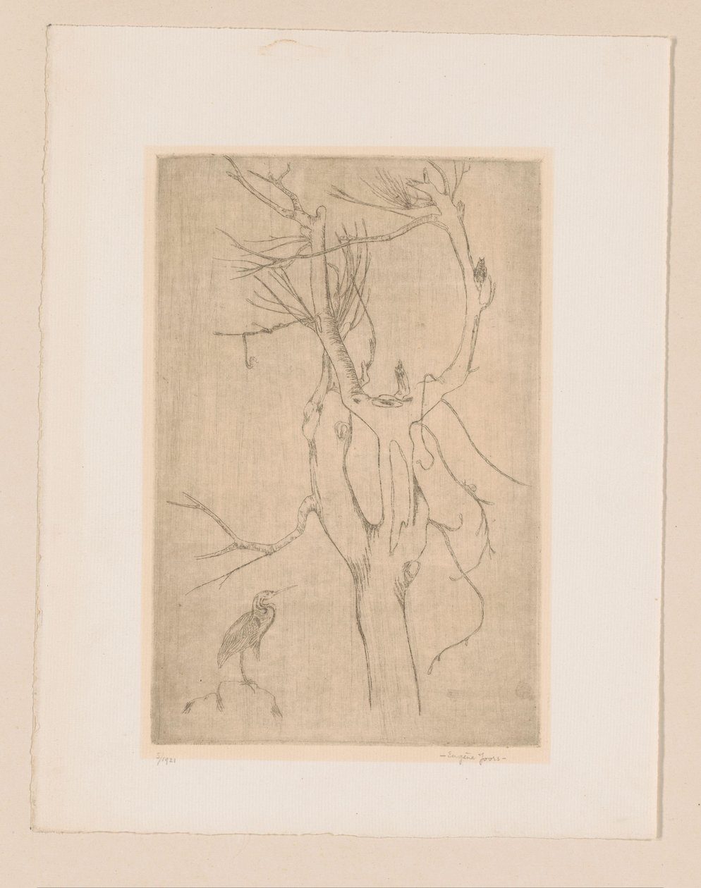 Drzewo i czapla autorstwa Eugène Joors (signed by artist)