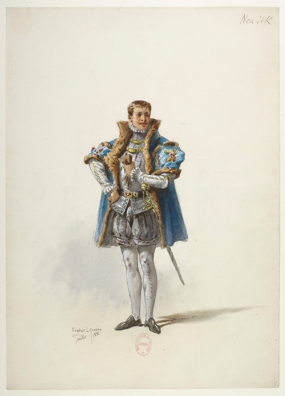 Btv1b84558104 01 - Saint-Saëns - Henryk VIII - Modele kostiumów - Lacoste - 1. Książę Norfolk autorstwa Eugene Lacoste