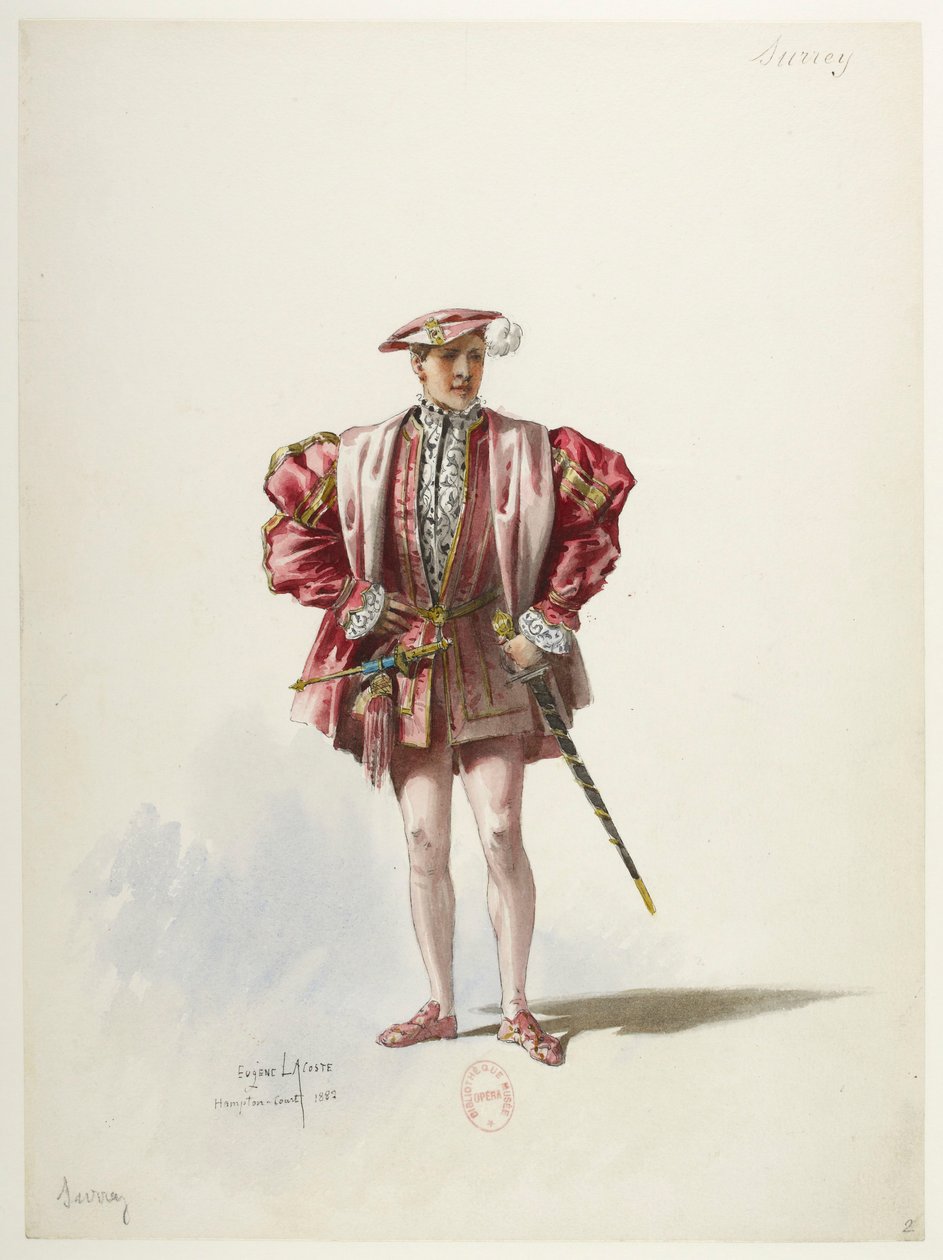 Btv1b84558104 02 - Saint-Saëns - Henryk VIII - Modele kostiumów - Lacoste - 2. hrabia Surrey autorstwa Eugene Lacoste