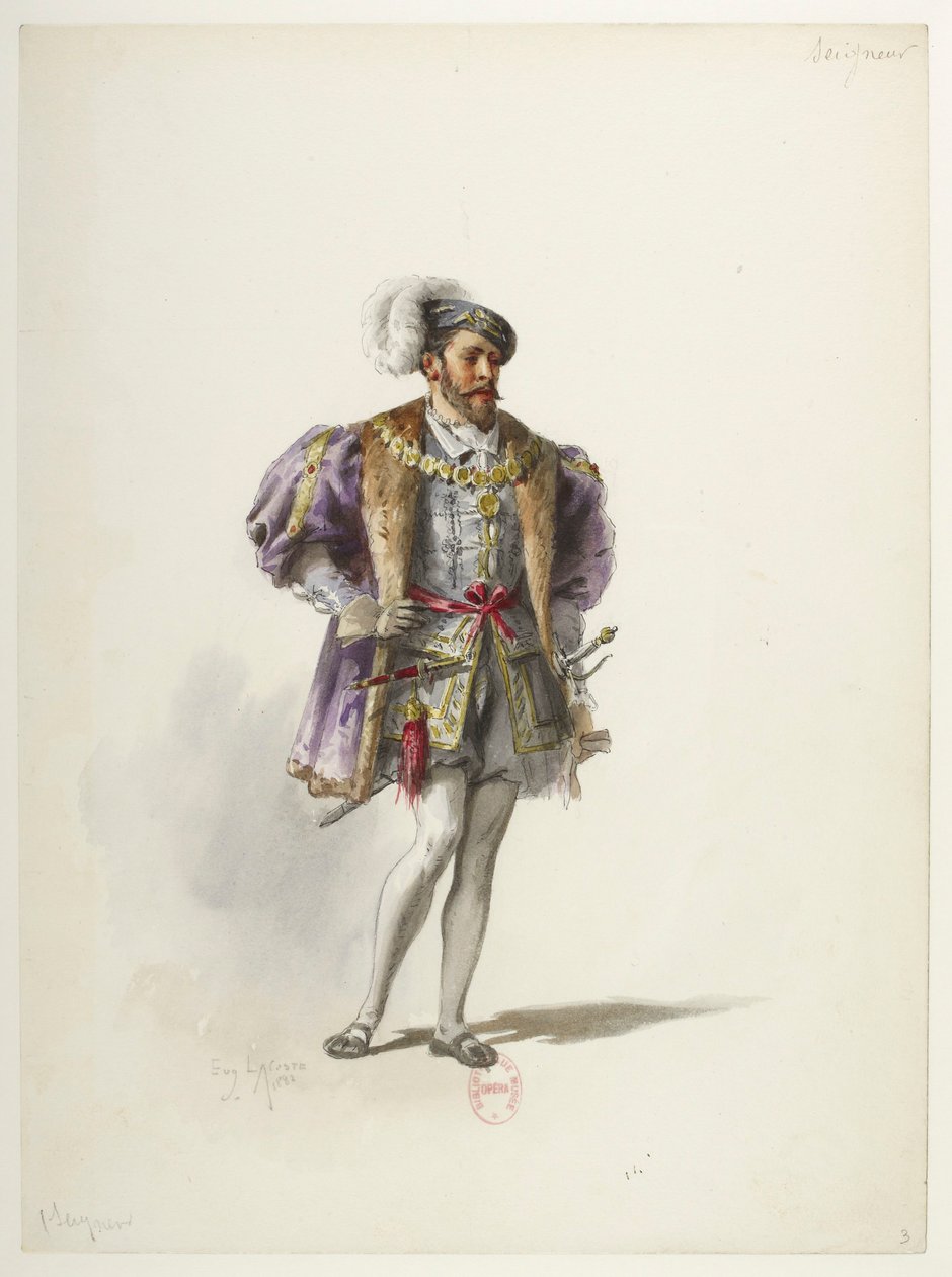 Btv1b84558104 03 - Saint-Saëns - Henryk VIII - Modele kostiumów - Lacoste - 3. Seigneur autorstwa Eugene Lacoste
