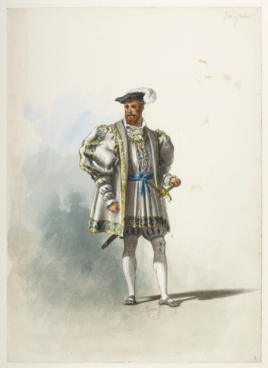 Btv1b84558104 04 - Saint-Saëns - Henryk VIII - Maquettes de costumes - Lacoste - 4th Seigneur autorstwa Eugene Lacoste