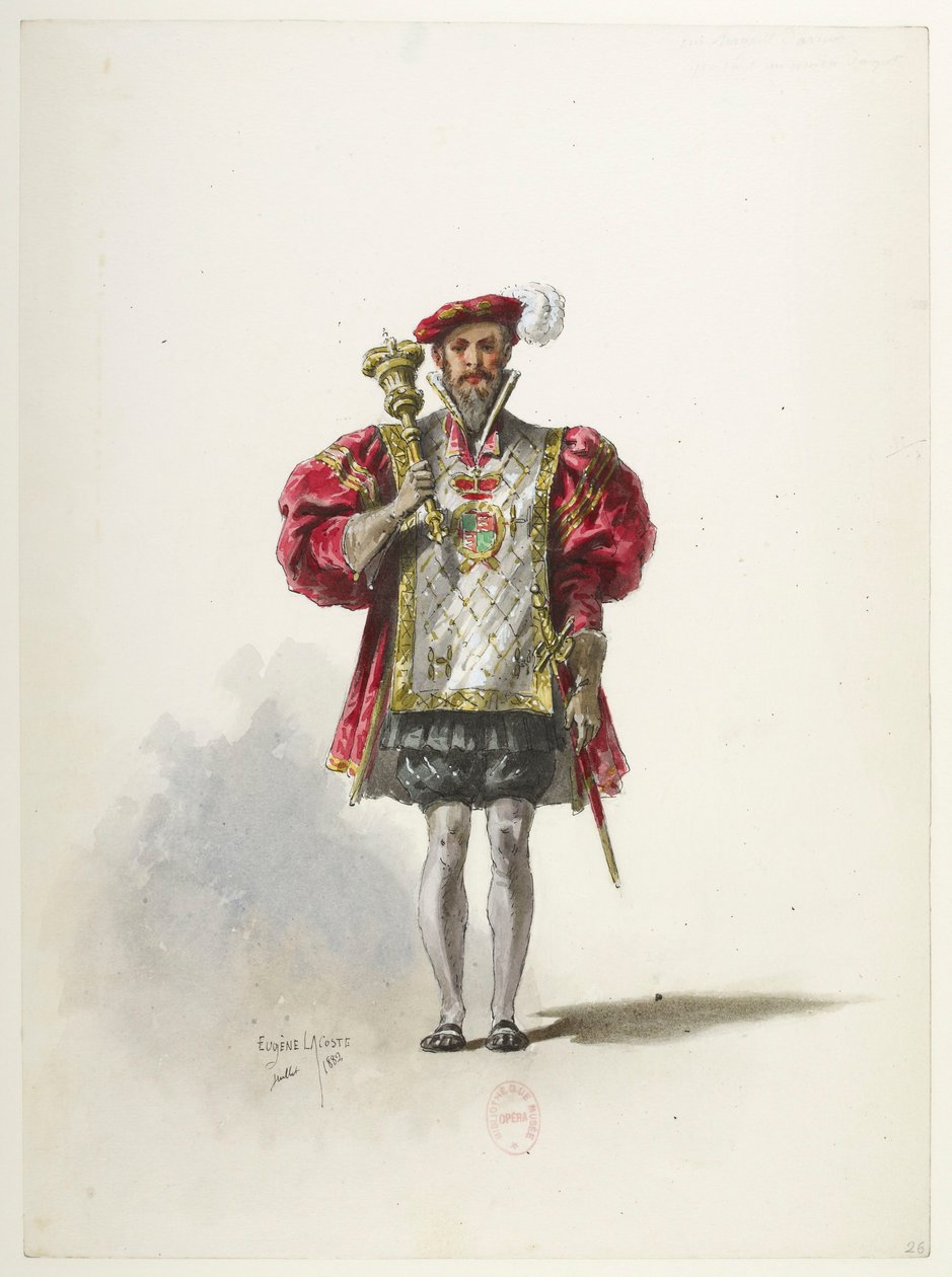 Btv1b84558104 26 - Saint-Saëns - Henryk VIII - Modele kostiumów - Lacoste - 26. Sierżant autorstwa Eugene Lacoste