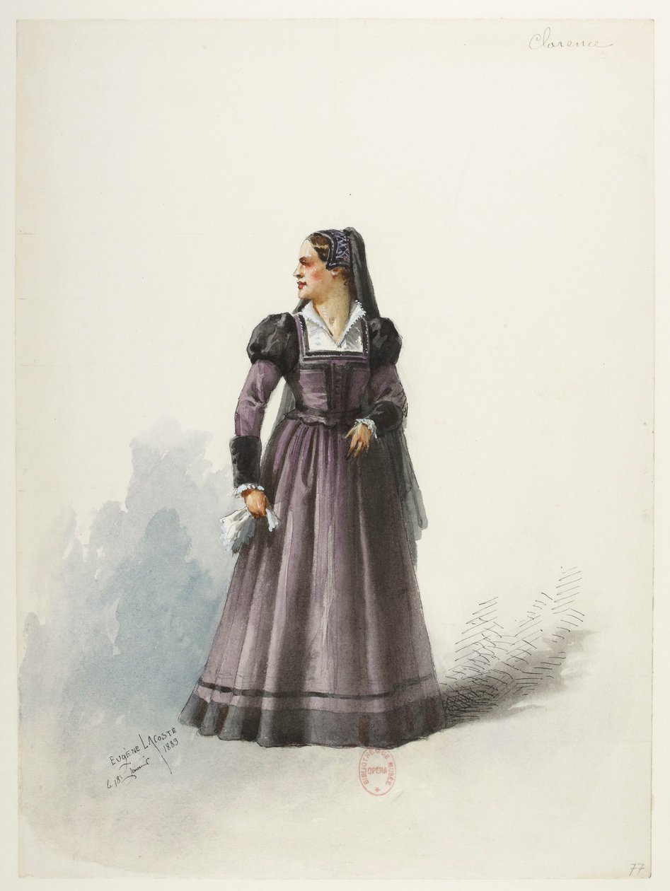 Btv1b84558104 81 - Saint-Saëns - Henryk VIII - Maquettes de costumes - Lacoste - 77. Lady Clarence autorstwa Eugene Lacoste
