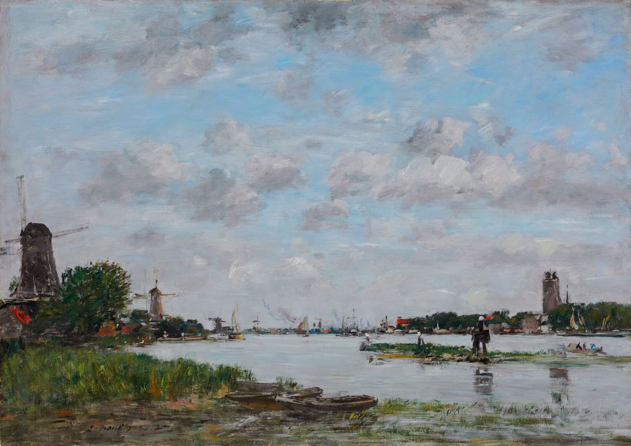 niderlandzki: De Maas bij Dordrecht Moza w pobliżu Dordrechtu autorstwa Eugene Louis Boudin