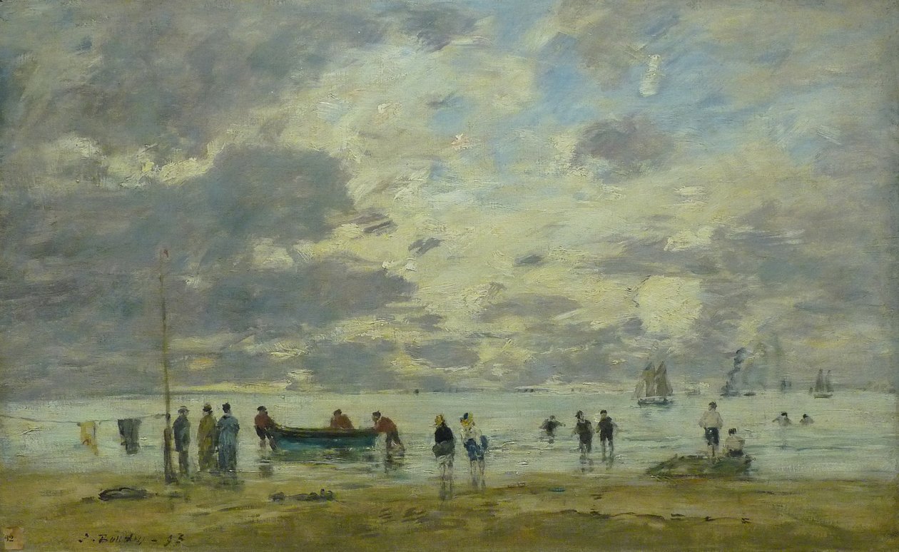 Francuski:  Plage de Deauville Plaża w Deauville autorstwa Eugene Louis Boudin