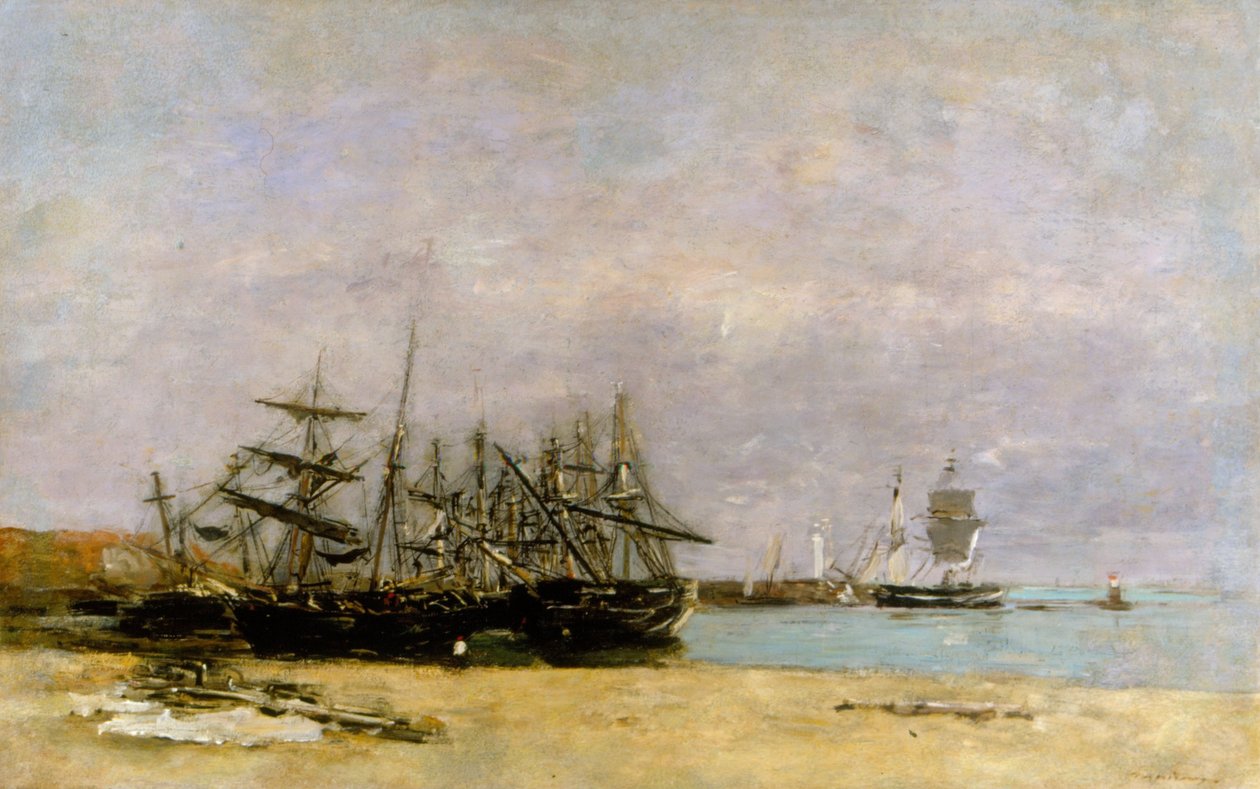 Portrieux - Statki na mieliźnie autorstwa Eugene Louis Boudin