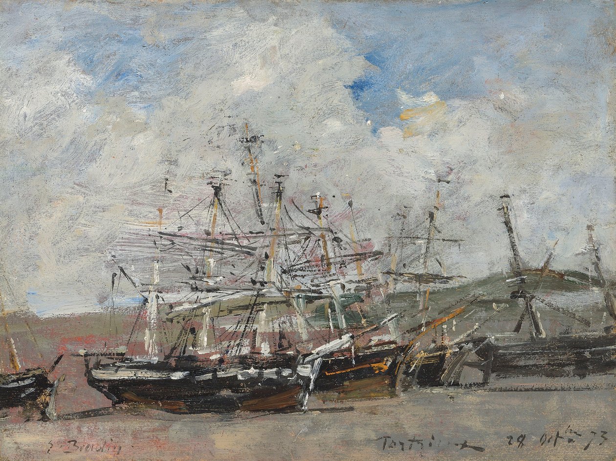 Portrieux. Port podczas odpływu autorstwa Eugene Louis Boudin