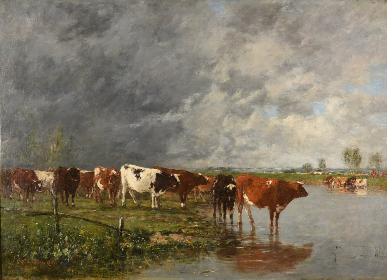 Picie stadne autorstwa Eugene Louis Boudin