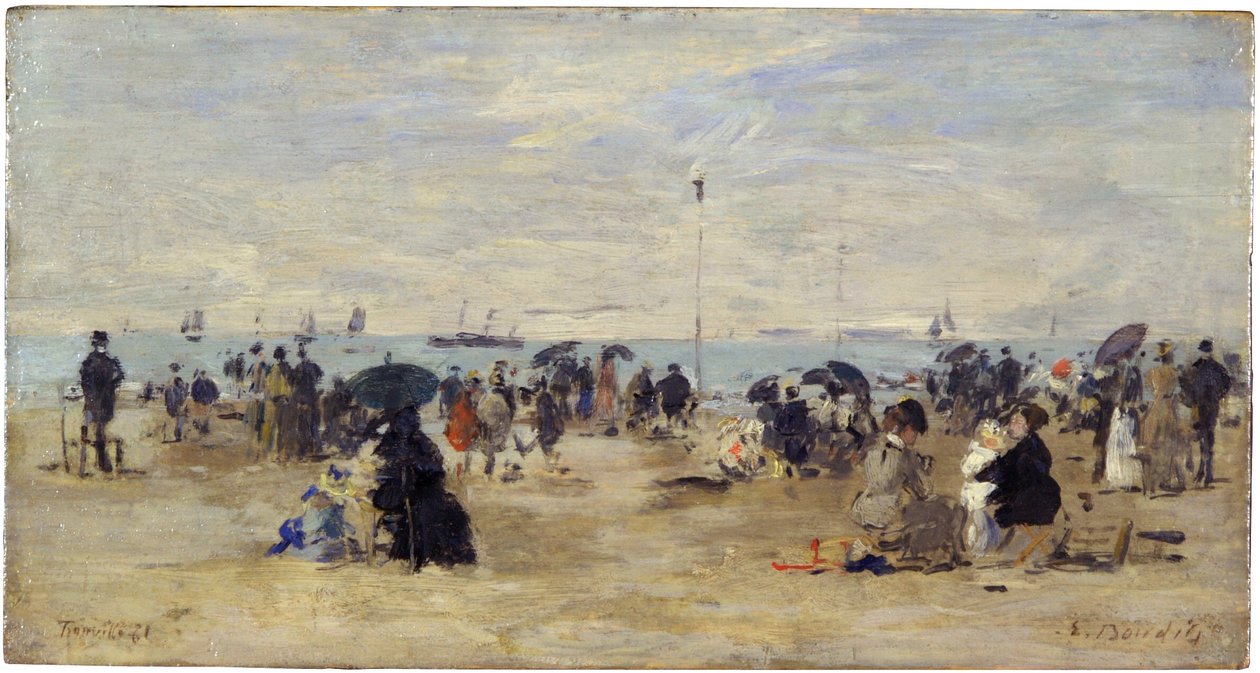 Trouville, scena na plaży autorstwa Eugene Louis Boudin