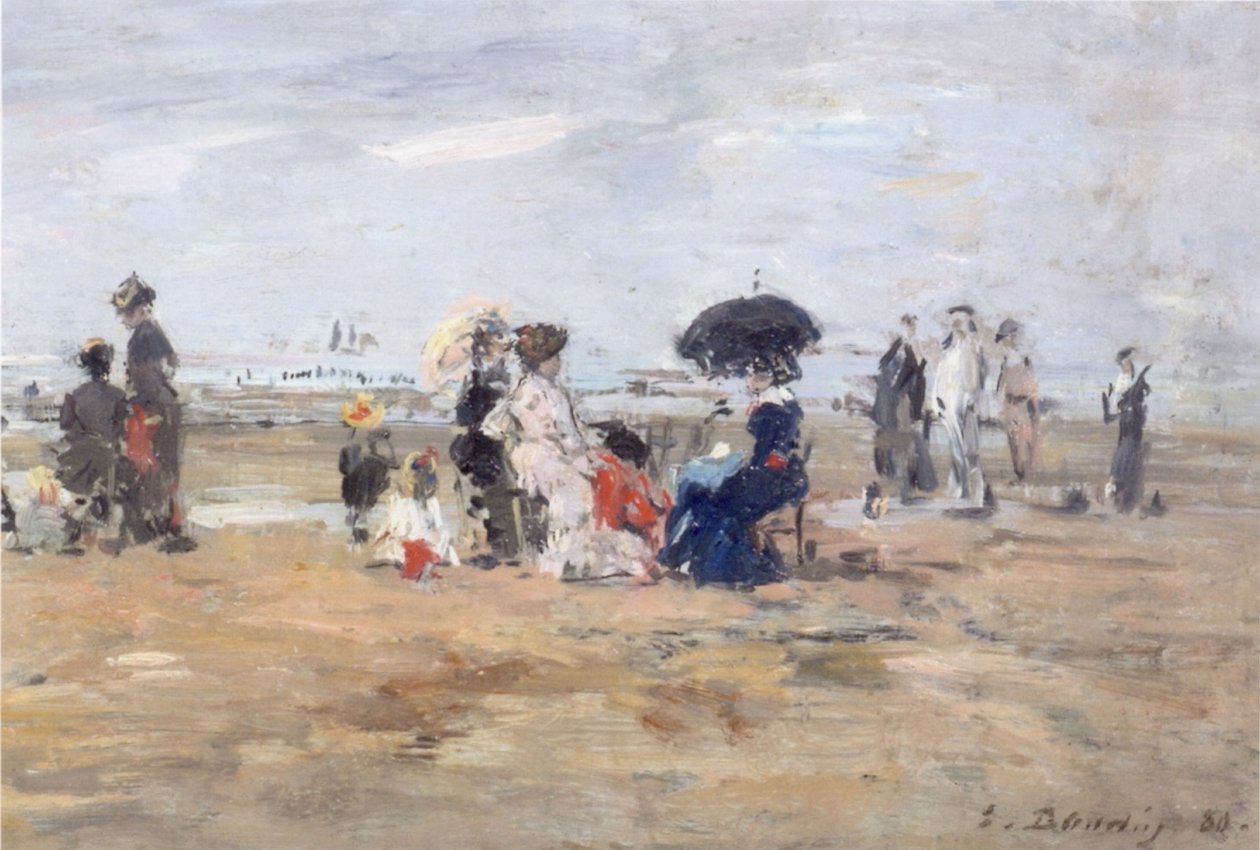 Trouville, scena na plaży autorstwa Eugene Louis Boudin