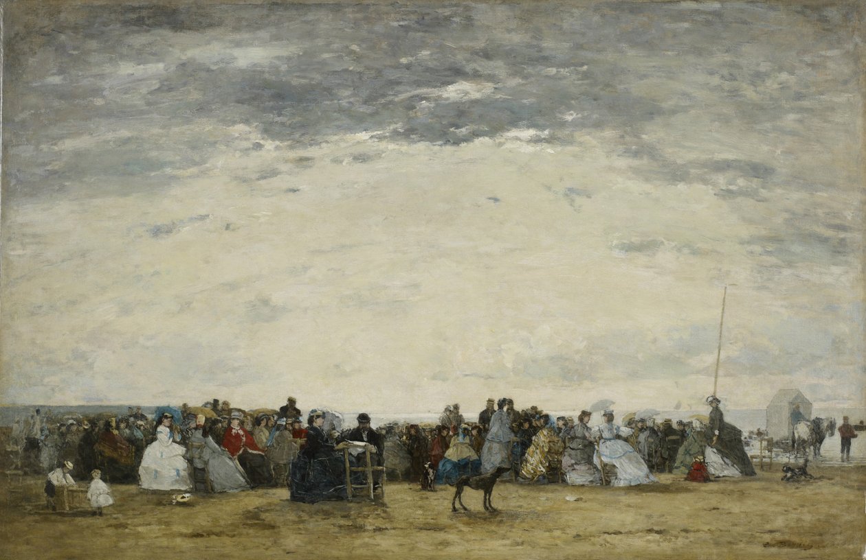 Urlopowicze na plaży w Trouville autorstwa Eugene Louis Boudin