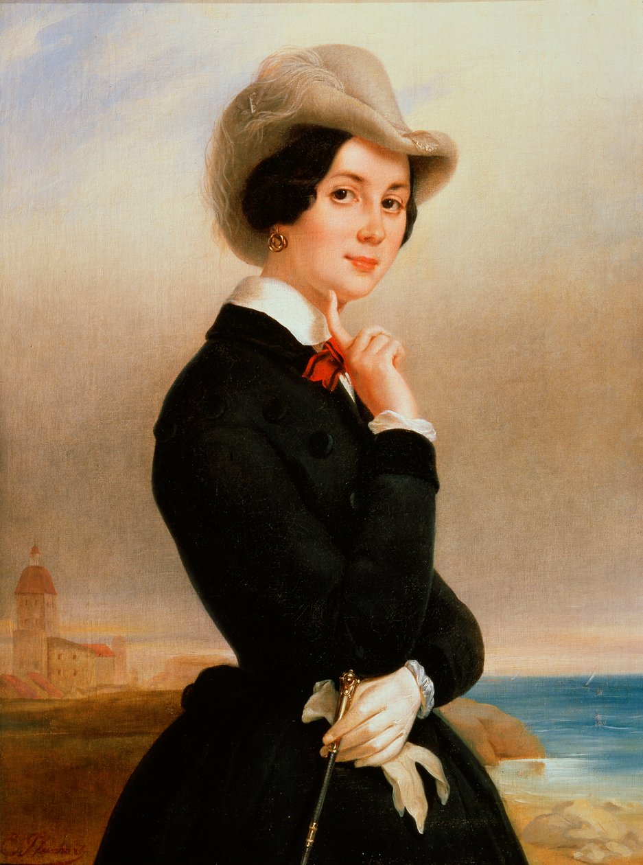 Portret aktorki teatru cesarskiego Vera Samoylova, lata 40. XIX wieku. autorstwa Eugéne Pluchart