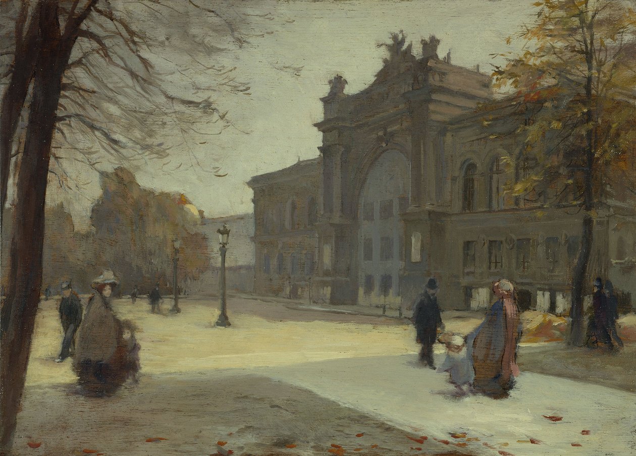 Pałac Przemysłu, 10-1899 (olej na drewnie) autorstwa Eugène Trigoulet