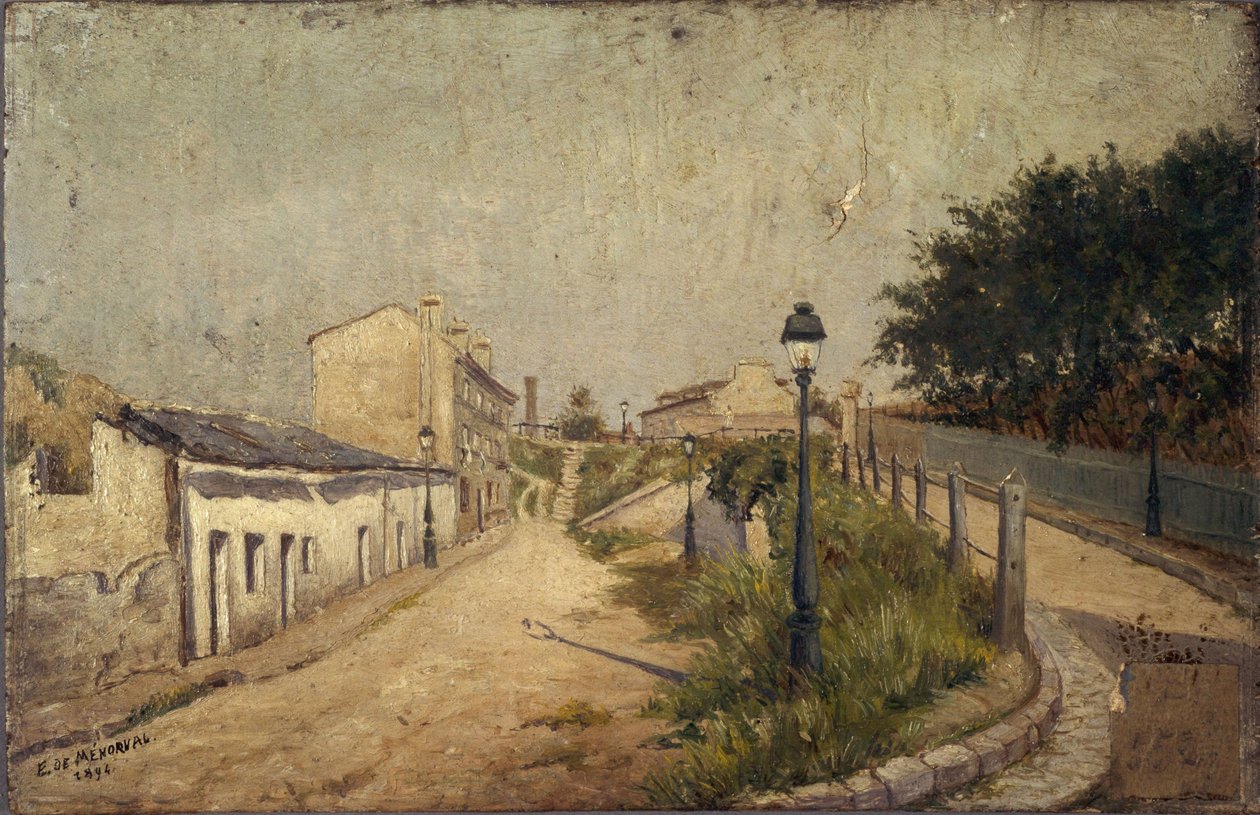 Rue du Pot-au-Lait w 1894 roku, w 1894 roku (olej na drewnie) autorstwa Eugène de Ménorval