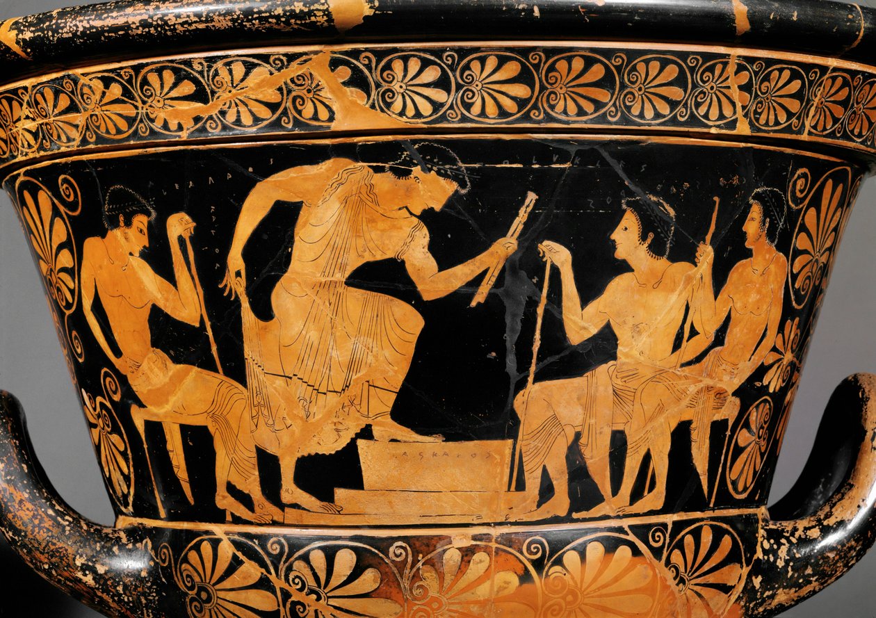 Krater attycki o czerwonej rzeźbie, zwany kraterem Antaios ... autorstwa Euphronios