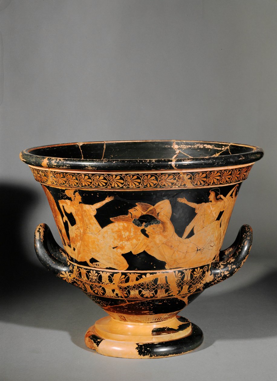 Krater attycki o czerwonej rzeźbie, zwany kraterem Antaios ... autorstwa Euphronios