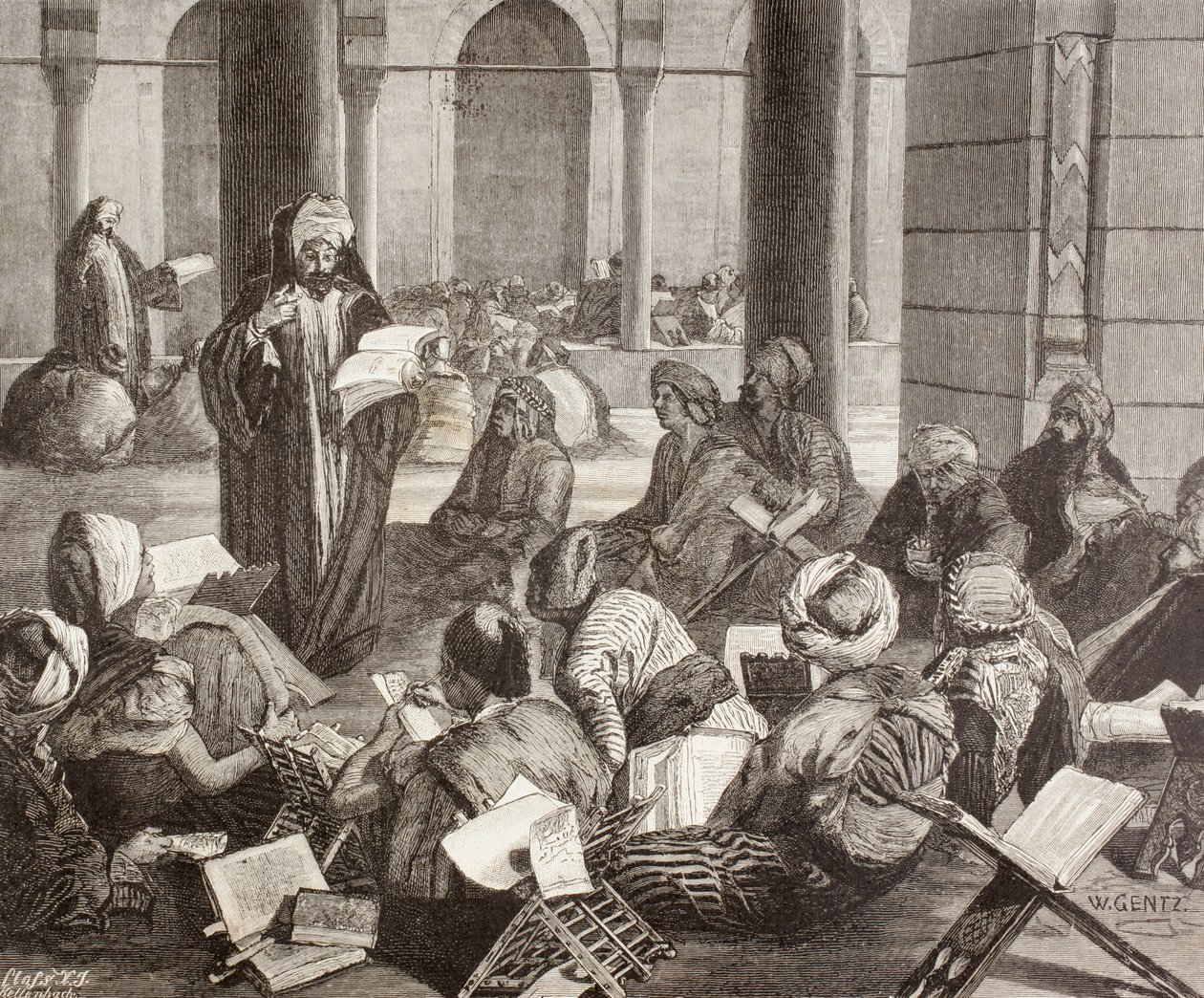 Profesor wykładający na Uniwersytecie Al-Azhar w Kairze w XIX wieku z „El Mundo Ilustrado”, wydanego w Barcelonie, 1880 autorstwa European School