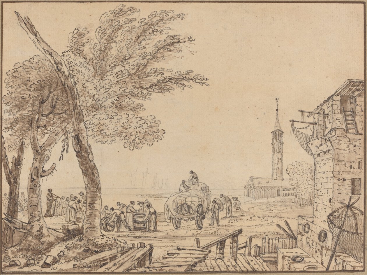 Widok na port autorstwa European 18th Century