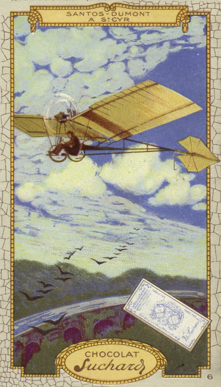 Alberto Santos-Dumont w St Cyr, Francja (chromolitografia) autorstwa European School