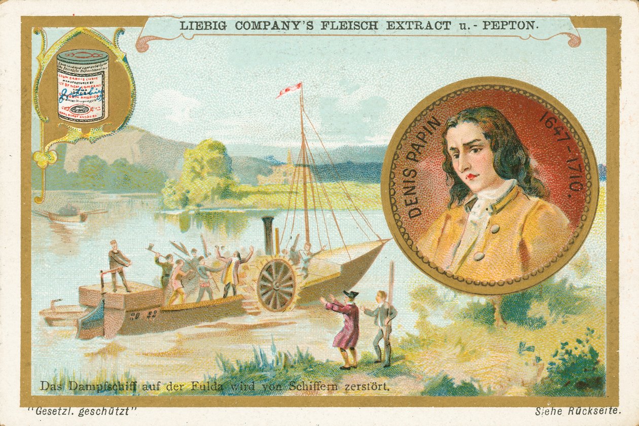Denis Papin, karta Liebig, początek XX wieku (chromo) autorstwa European School
