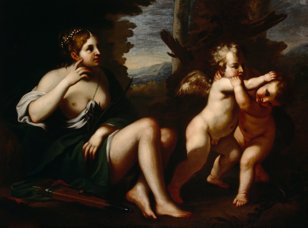 Diana i amorki (olej na płótnie) autorstwa European School