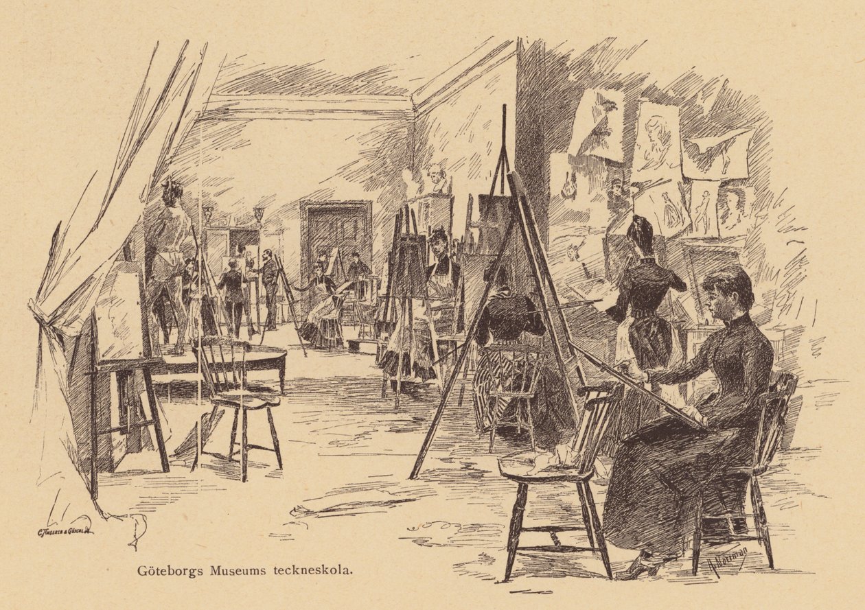 Zajęcia z rysunku w Muzeum w Göteborgu, Szwecja (grawerowanie) autorstwa European School