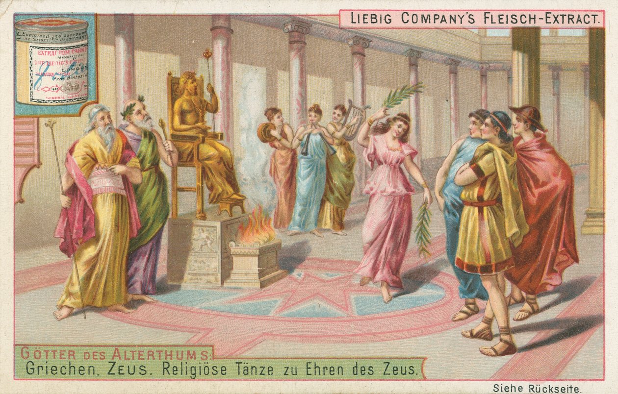 Grecja, Zeus, karta Liebiga, początek XX wieku (chromo) autorstwa European School