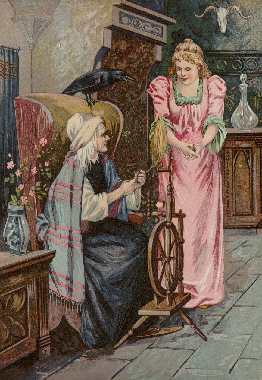Baśnie Grimmów: Briar Rose (chromolitho) autorstwa European School