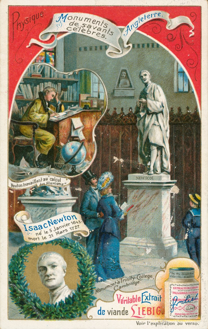 Isaac Newton, karta Liebiga, początek XX wieku (chromo) autorstwa European School