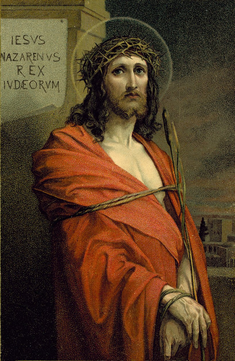 Jezus z Nazaretu, Król Żydów (kolorowa litografia) autorstwa European School