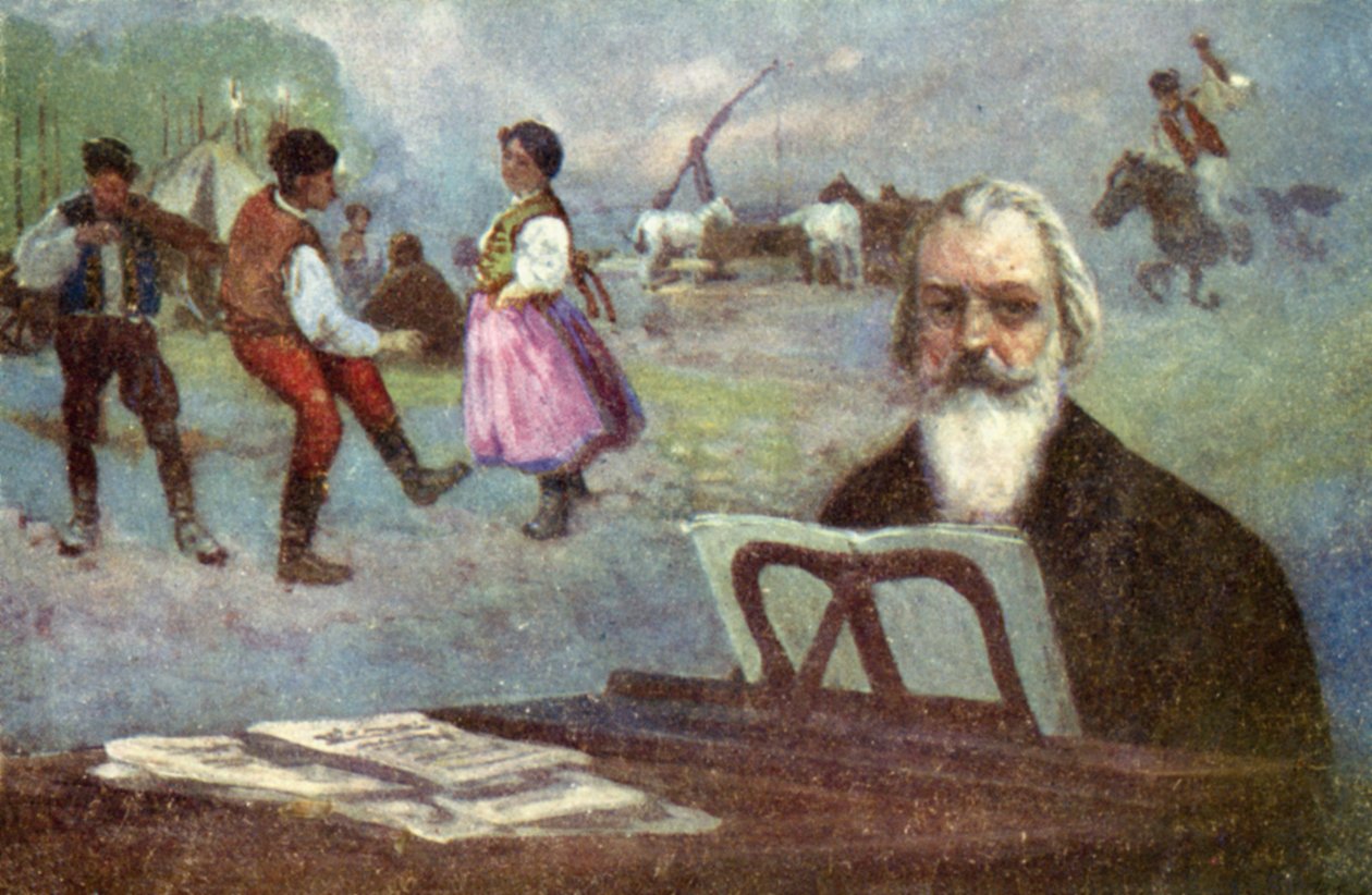 Johannes Brahms: Tańce węgierskie (kolorowa litografia) autorstwa European School