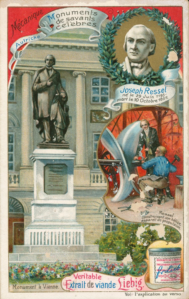 Joseph Ressel, karta Liebig, początek XX wieku (chromo) autorstwa European School