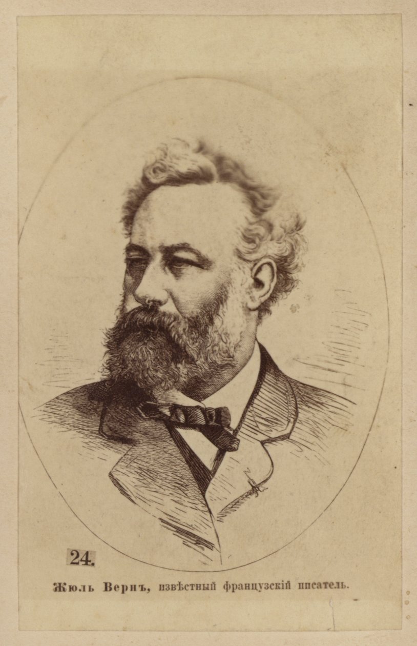 Jules Verne, francuski powieściopisarz, poeta i dramaturg (litografia) autorstwa European School