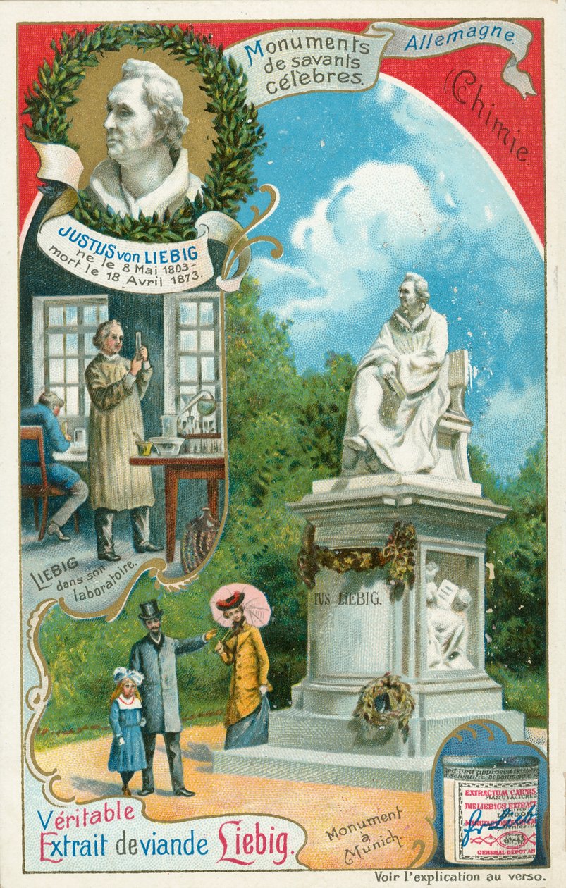 Justus von Liebig, karta Liebiga, początek XX wieku (chromo) autorstwa European School