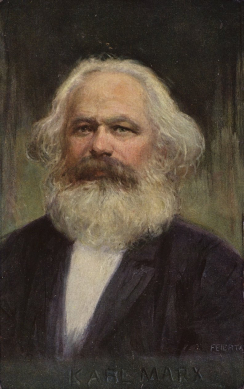 Karol Marks (1818-1883), niemiecki filozof, ekonomista, historyk i teoretyk polityki (kolorowa litografia) autorstwa European School